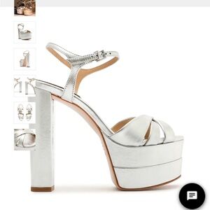 Schutz Keefa high metallic leather sandal, size 8.5